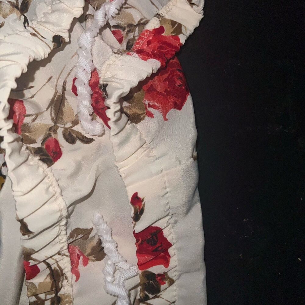 Vintage Cottagecore Cream and Rose Floral Print Semi Sheer Maxi Skirt Size 16 P - Picture 2 of 8